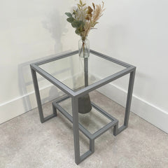 Hudson Glass Table Lounge Living Room Metal Side Table