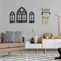 Gothic Wooden Hanging Bracket Wall Storage Shelves (Set of 3)