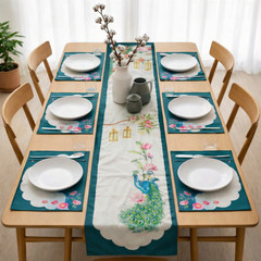 Regal Peacock Table Runner with Mats