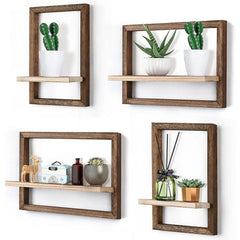 Millwat Living Lounge Home Office Solid Wood Floating Frames Shelf