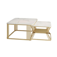 Zamofy Modern Marble Living Lounge Coffee Center Nesting Tables (Set of 2)