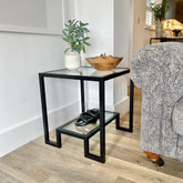 Hudson Glass Table Lounge Living Room Metal Side Table