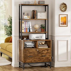 Ratch Tall Storage Organizer Bookcase Rack with Drawers