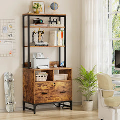 Ratch Tall Storage Organizer Bookcase Rack with Drawers