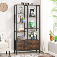 Okara Living Lounge Bookshelf with 2 Drawers & Shelves Bookcase Organizer Rack