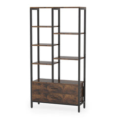Okara Living Lounge Bookshelf with 2 Drawers & Shelves Bookcase Organizer Rack