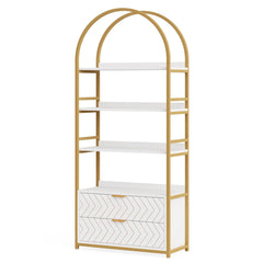 Edex Bookcases with 2 Drawers & 4-Tier Shelves Rack