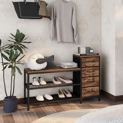 OTICA 3-Tier Drawers Seating Storage Shoe Industrial Entryway Rack