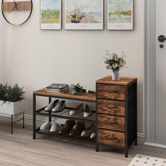 OTICA 3-Tier Drawers Seating Storage Shoe Industrial Entryway Rack