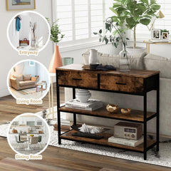 Kotulu Industrial Hallway Entryway Living Room Drawing Media LED Console Table