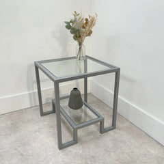 Hudson Glass Table Lounge Living Room Metal Side Table