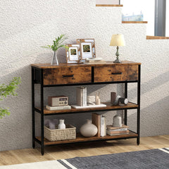 Kotulu Industrial Hallway Entryway Living Room Drawing Media LED Console Table