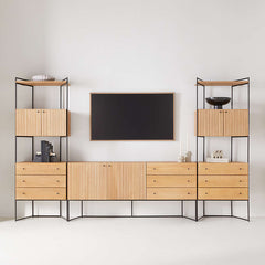 Eviez Living Lounge LED Media Console Storage Bookcases Rack Mdf