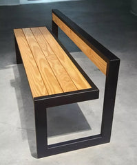 Estilo Iron and Wood Backrest Lawn Outdoor Indoor Bench