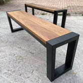 Lackque Iron and Wood Backrest Lawn Outdoor Indoor Bench