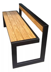 Estilo Iron and Wood Backrest Lawn Outdoor Indoor Bench