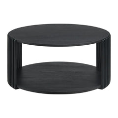 Estie Round Wood Slatted Living Lounge Center Coffee Table