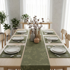 Evergreen Bloom Table runner with Mats