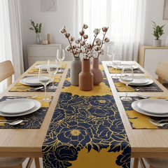 Golden Bloom Table runner with Mats