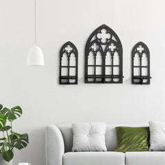 Gothic Wooden Hanging Bracket Wall Storage Shelves (Set of 3)