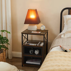 Kempst Nightstand with Flip Drawer Bedside Table