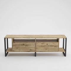 Lotuseey Industrial TV Stand LED Rustic Media Console Table