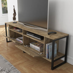 Lotuseey Industrial TV Stand LED Rustic Media Console Table