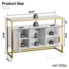 Edenza Fluted Entryway Cabinet Organizer Console Table
