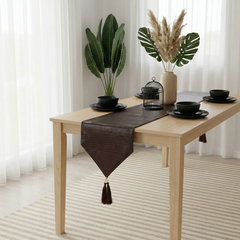 Classic Cocoa Leather Table Runner