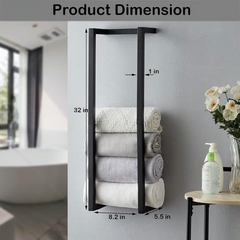 Tasoora Wall Mounted Metal Towel Floating Rack