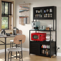 Nyyear Tall Kitchen Pantry Microwave Cabinet Bakers Rack