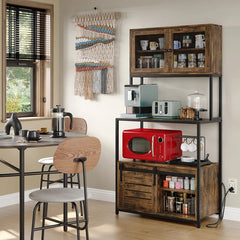 Nyyear Tall Kitchen Pantry Microwave Cabinet Bakers Rack