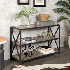 Carbon X-Frame Bookcase Console Organizer Rack Table
