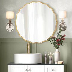 Scalloped Living Lounge Bathroom Bedroom Round Home Wall Decor Mirror