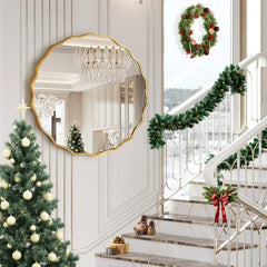 Scalloped Living Lounge Bathroom Bedroom Round Home Wall Decor Mirror