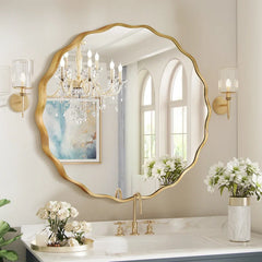 Scalloped Living Lounge Bathroom Bedroom Round Home Wall Decor Mirror
