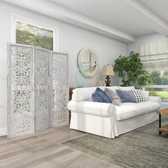 Allium Hinged Foldable Floral Partition Room Divider Screen