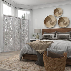 Allium Hinged Foldable Floral Partition Room Divider Screen