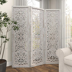 Allium Hinged Foldable Floral Partition Room Divider Screen