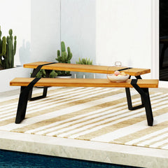 Zora Lawn Park Sitting Metal Wooden Bench
