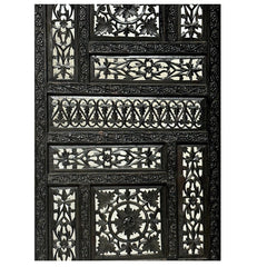 Ebony Intricate Carved Openwork Black Partition Jaali
