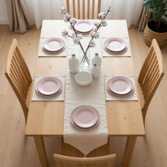 Moonlit Cream Elegance Table Runner With 4 Mats