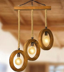 Triple Ring Lamp with Handmade Rope