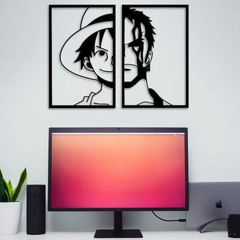 Pirate Monkey Duo D. Luffy Split Panel Shanks Wall Art 1 piece - 2-Piece Anime-Inspired Silhouette for Home Decor