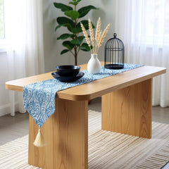 Noble Blue Weave Table Runner With 4 Mats