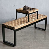 Vatoroi Long Sturdy Indoor Lawn Garden Bench with Tea Table