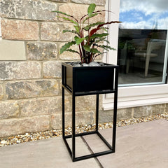 Zodulla Indoor & Outdoor Metal Standing Square Planter