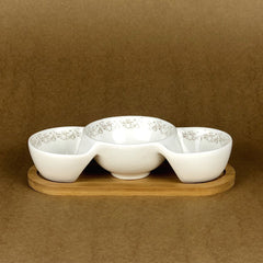 Imperial Serving Dish Set With Bamboo Base - Ceramic - waseeh.com