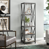 Leaning Bookcase Storage Living Room Organizer Rack - waseeh.com