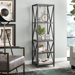 Leaning Bookcase Storage Living Room Organizer Rack - waseeh.com